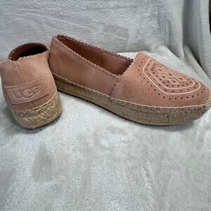 UGG Womens Shoes Size 8 Peach Heidi Perf Espadrilles 1100981 Suede Slip On Logo